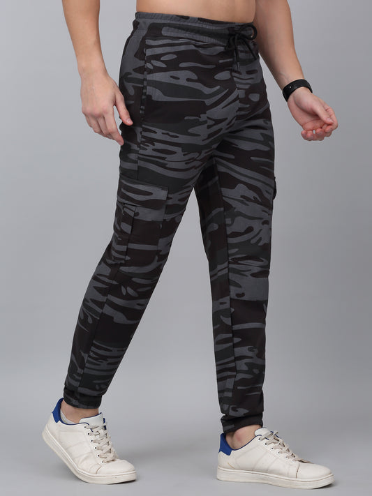 Men's Grey Camouflage Print Ankle Length Cargo