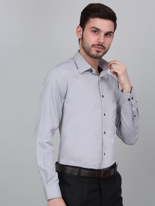Formal Shirt for Men l Breathable & Soft with Color Fastness Regular Fit Spread Collar Neck Cotton Blend Fabric Self Design Pattern