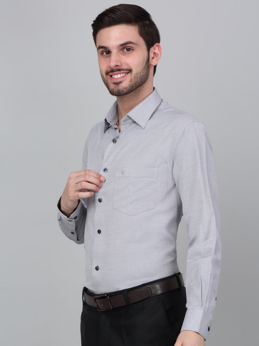 Formal Shirt for Men l Breathable & Soft with Color Fastness Regular Fit Spread Collar Neck Cotton Blend Fabric Self Design Pattern