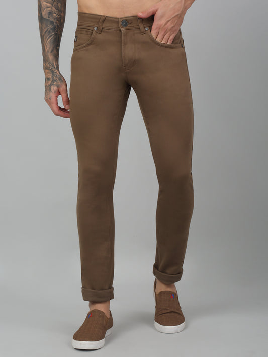 Men's Casual Flat front Brown  Trousers
