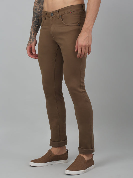 Men's Casual Flat front Brown  Trousers