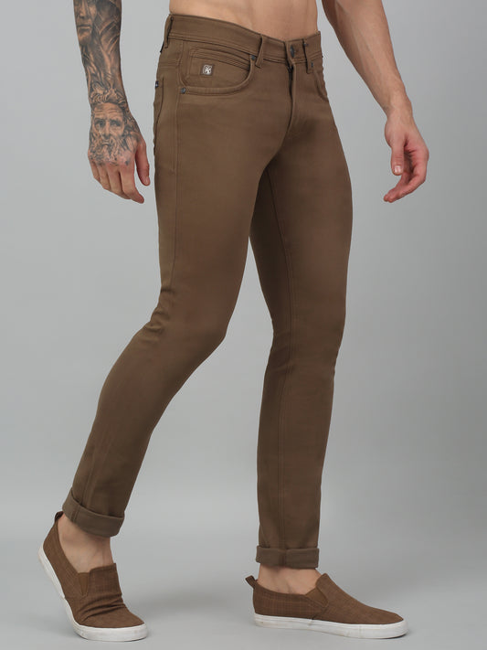 Men's Casual Flat front Brown  Trousers
