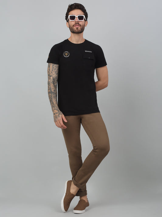 Men's Casual Flat front Brown  Trousers