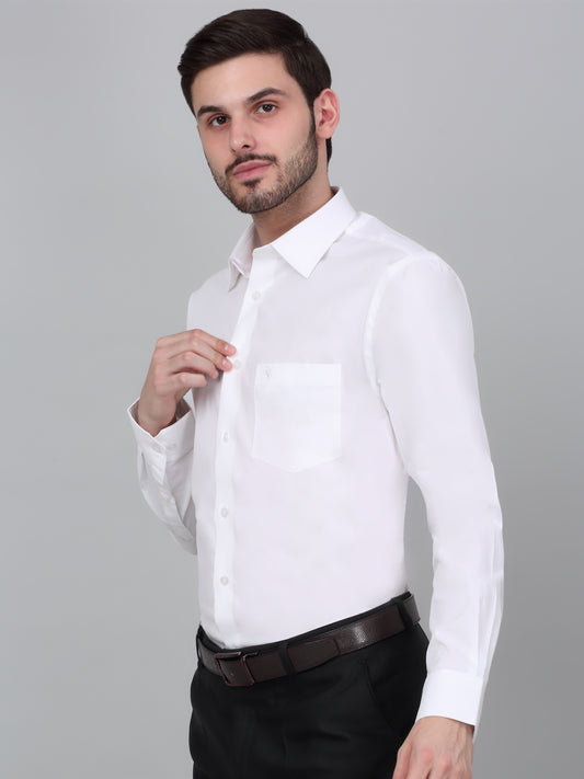 Formal Shirt for Men l Breathable & Soft with Color Fastness Regular Fit Spread Collar Neck Cotton Blend Fabric Solid Pattern