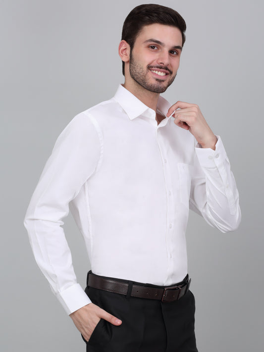 Formal Shirt for Men l Breathable & Soft with Color Fastness Regular Fit Spread Collar Neck Cotton Blend Fabric Solid Pattern