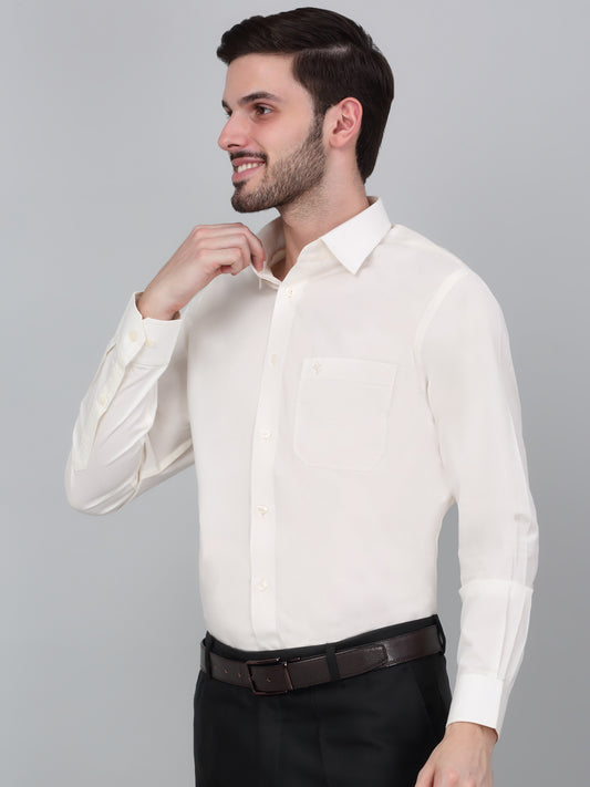 Men's Offwhite Formal Plain Full Sleeve Shirt