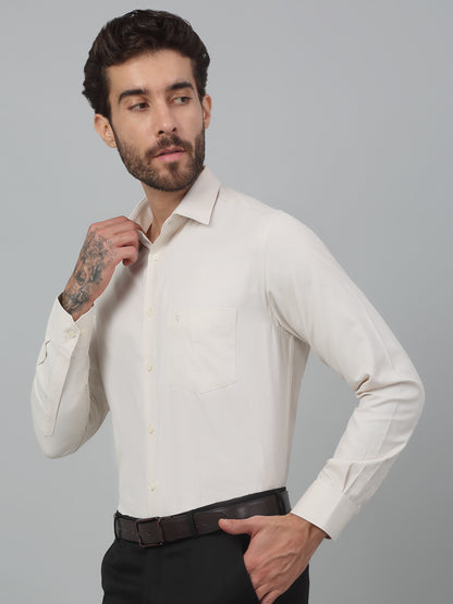 Men's Fawn Formal Self Textured Full Sleeve Shirt