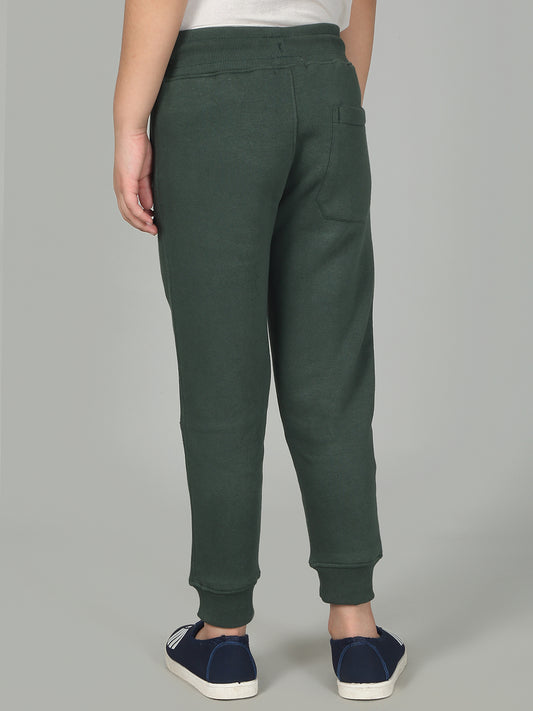 Boys Olive Solid Casual Track Pant