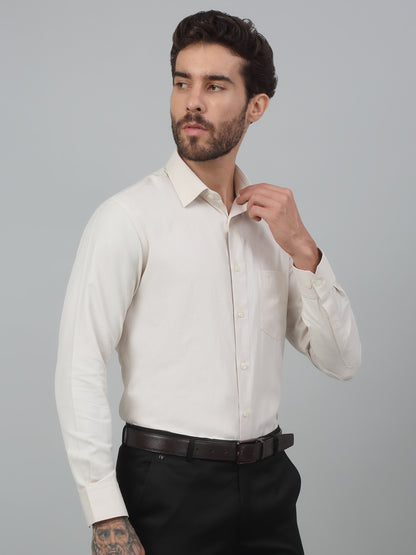 Men's Fawn Formal Self Textured Full Sleeve Shirt