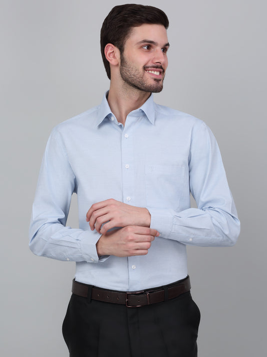 Formal Shirt for Men l Breathable & Soft with Color Fastness Regular Fit Spread Collar Neck Cotton Blend Fabric Self Design Pattern