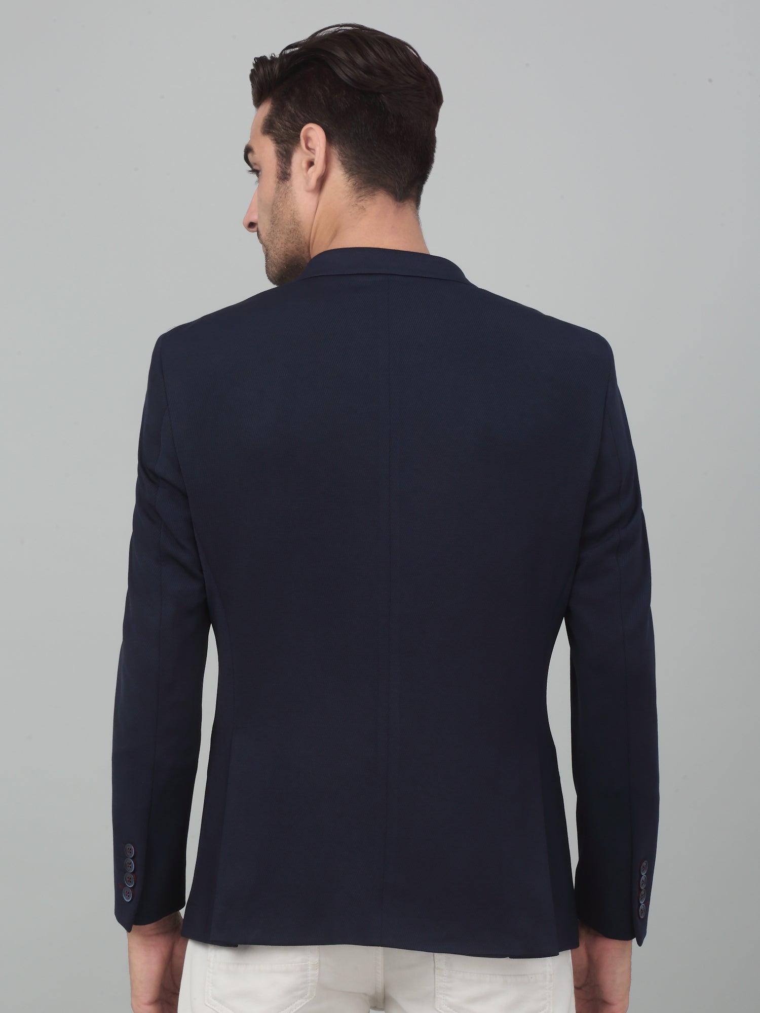 Fashion Mens Navy Casual Blazer Cantabil Men Navy Blue Self Design