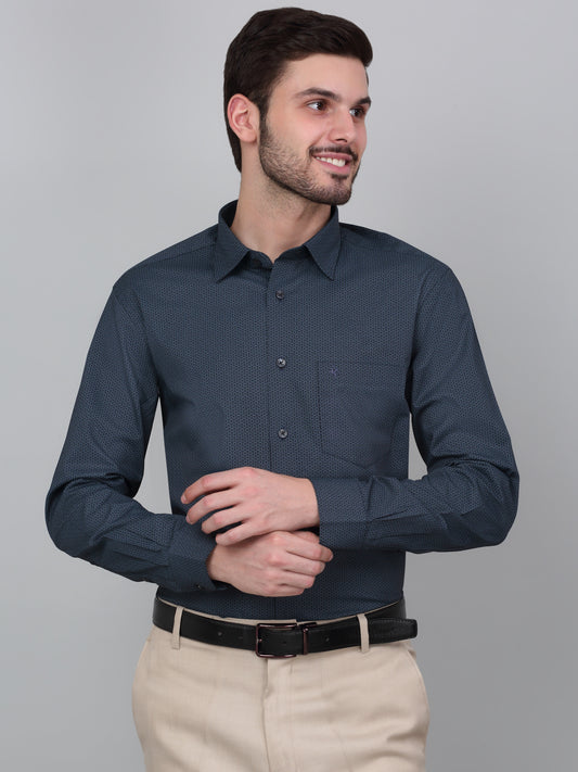 Formal Shirt for Men l Breathable & Soft with Color Fastness Regular Fit Spread Collar Neck Cotton Fabric Printed Pattern