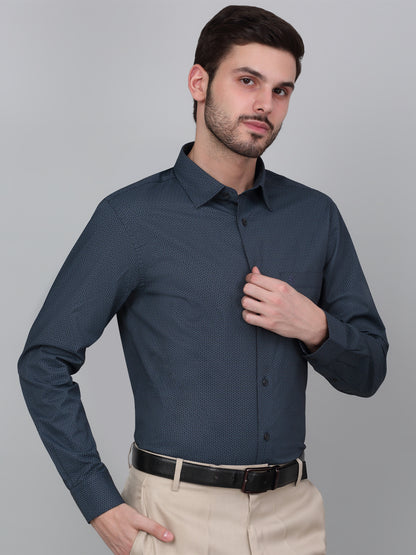Formal Shirt for Men l Breathable & Soft with Color Fastness Regular Fit Spread Collar Neck Cotton Fabric Printed Pattern
