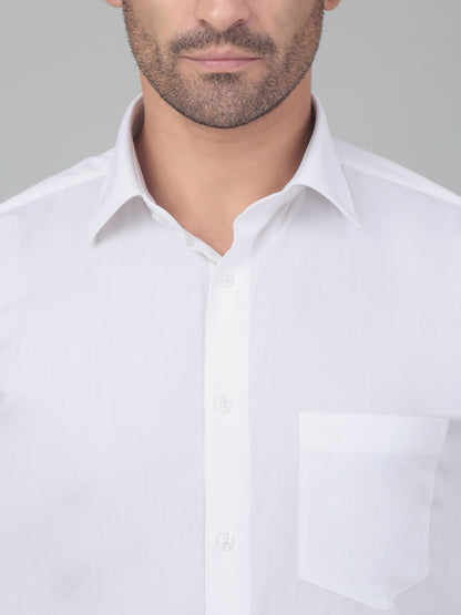 Men's White Formal Plain Full Sleeve Shirt