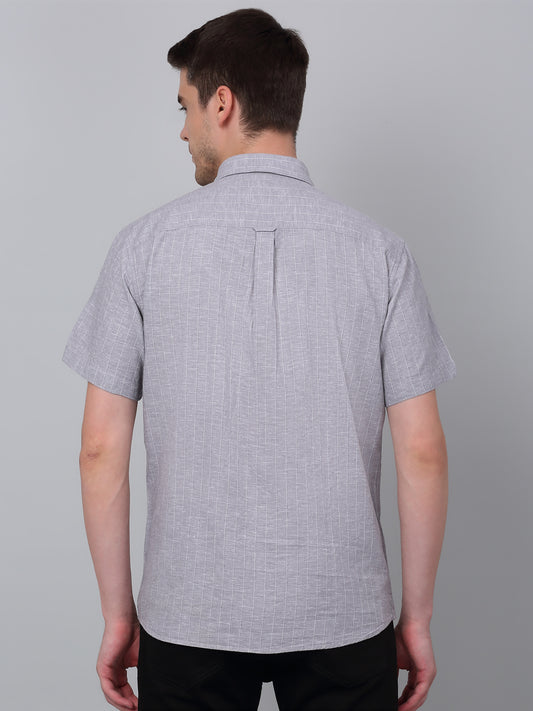 Casual Shirt for Men | Breathable & Soft with Color Fastness Regular Fit Spread Collar Neck Cotton Fabric Striped Pattern