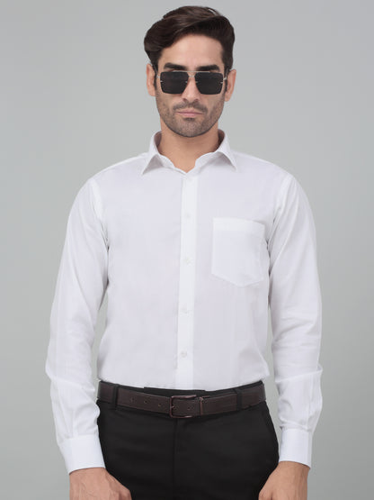 Men's White Formal Plain Full Sleeve Shirt