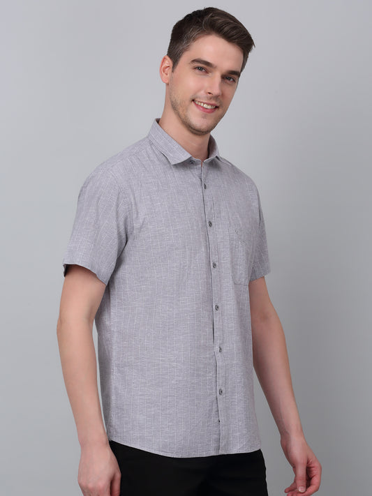 Casual Shirt for Men | Breathable & Soft with Color Fastness Regular Fit Spread Collar Neck Cotton Fabric Striped Pattern