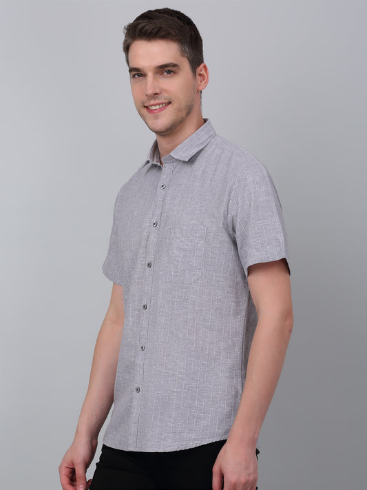 Casual Shirt for Men | Breathable & Soft with Color Fastness Regular Fit Spread Collar Neck Cotton Fabric Striped Pattern