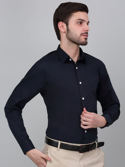 Men's Navy Blue Solid Full Sleeve Formal Shirt