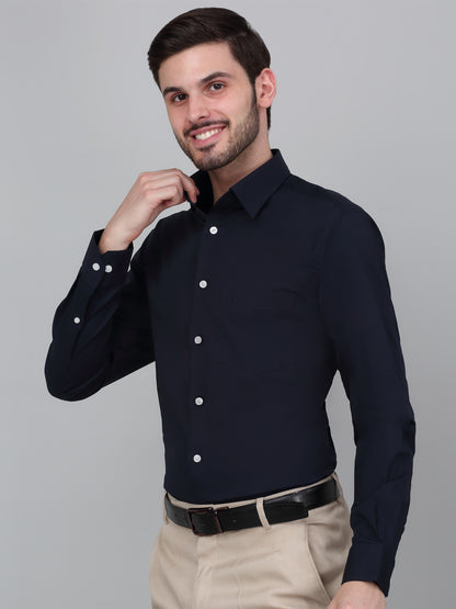 Men's Navy Blue Solid Full Sleeve Formal Shirt