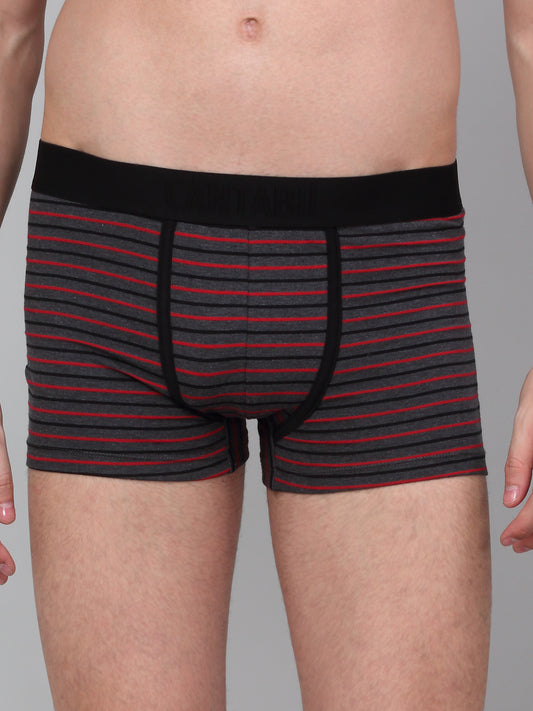 Men's Grey Pack of 2 Striped Cotton Stretch Briefs