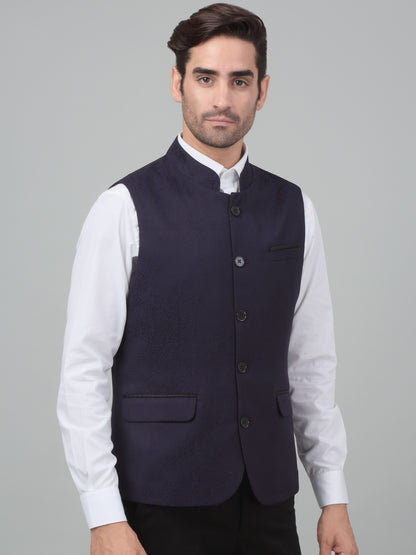 Men's Purple Self Design Party Wear Waistcoat