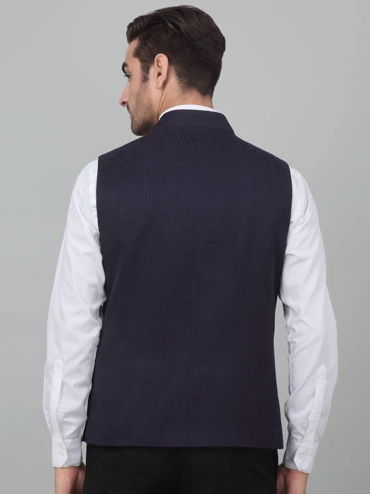 Men's Purple Self Design Party Wear Waistcoat