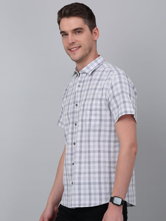 Casual Shirt for Men | Breathable & Soft with Color Fastness Regular Fit Spread Collar Neck Cotton Fabric Checkered Pattern