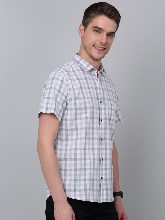 Casual Shirt for Men | Breathable & Soft with Color Fastness Regular Fit Spread Collar Neck Cotton Fabric Checkered Pattern