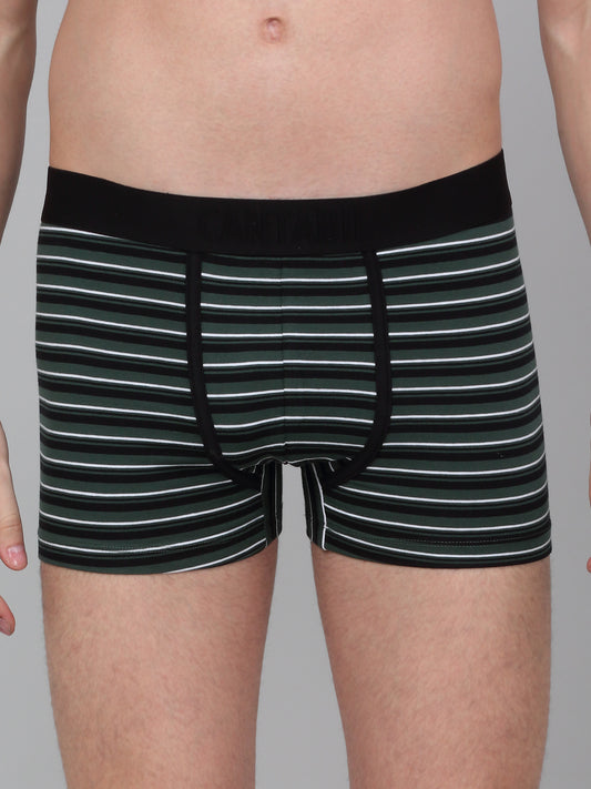 Men's Olive Green Pack of 2 Striped Cotton Briefs
