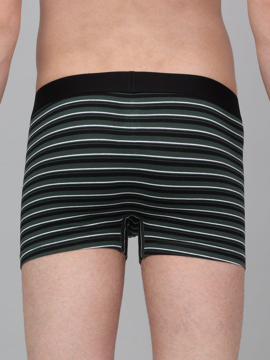 Men's Olive Green Pack of 2 Striped Cotton Briefs
