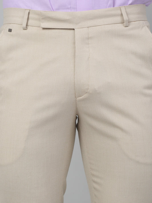 Formal Trouser for Men | Breathable & Soft with Color Fastness Regular Fit Poly Viscose Fabric Self Design Pattern Hook & Eye Closure