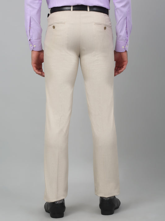 Formal Trouser for Men | Breathable & Soft with Color Fastness Regular Fit Poly Viscose Fabric Self Design Pattern Hook & Eye Closure