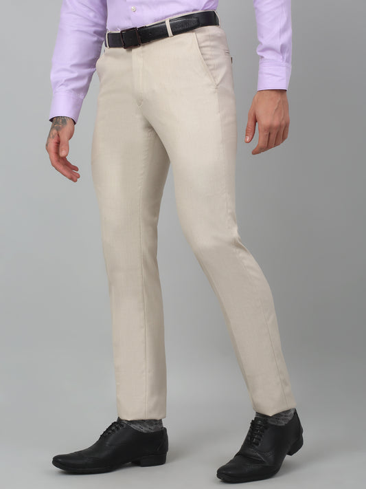 Formal Trouser for Men | Breathable & Soft with Color Fastness Regular Fit Poly Viscose Fabric Self Design Pattern Hook & Eye Closure