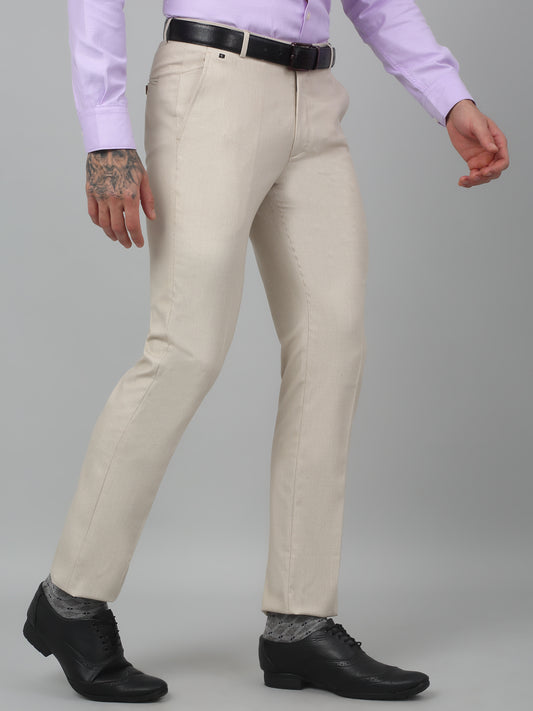 Formal Trouser for Men | Breathable & Soft with Color Fastness Regular Fit Poly Viscose Fabric Self Design Pattern Hook & Eye Closure