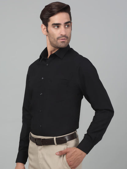 Men's Black Formal Plain Full Sleeve Shirt