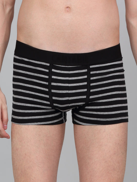 Men's Black Pack of 2 Striped Cotton Stretch Briefs