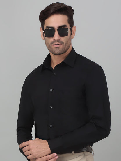 Men's Black Formal Plain Full Sleeve Shirt