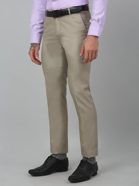 Formal Trouser for Men | Breathable & Soft with Color Fastness Regular Fit Poly Viscose Fabric Self Design Pattern Hook & Eye Closure