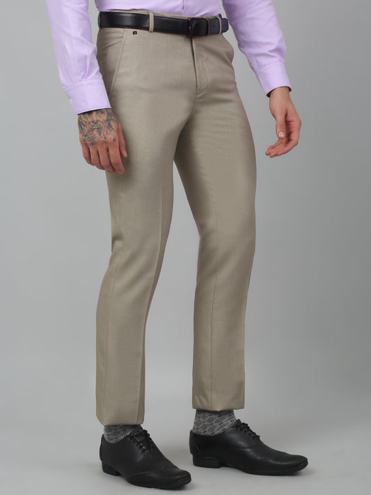 Formal Trouser for Men | Breathable & Soft with Color Fastness Regular Fit Poly Viscose Fabric Self Design Pattern Hook & Eye Closure