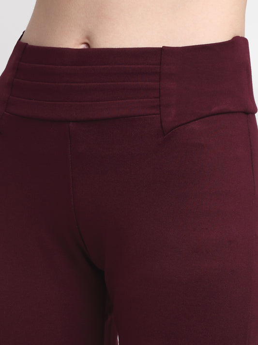 Women's  Broad waistband Wine  High rise Jeggings