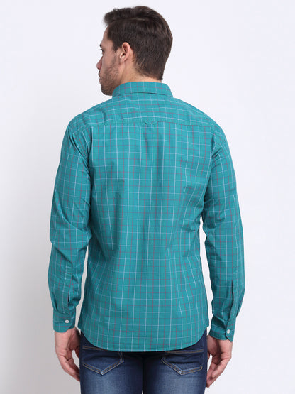 Cantabil Men Cotton Checkered Green Full Sleeve Casual Shirt for Men with Pocket (6700108775563)