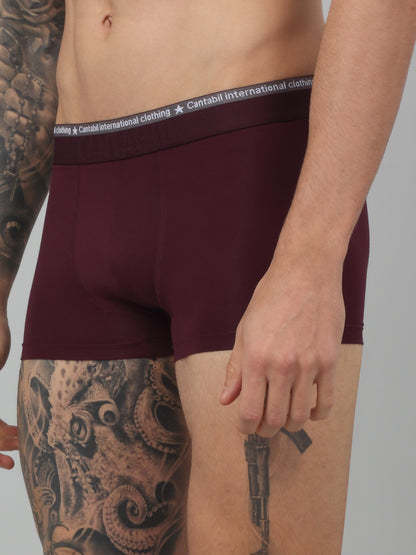 Men's Wine Solid Fashion Trunk - 2's Pack