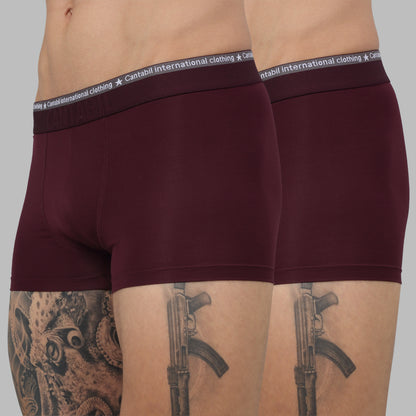 Men's Wine Solid Fashion Trunk - 2's Pack