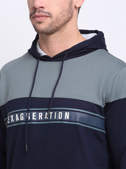 Printed Green Full Sleeves Hooded Neck Regular Fit Casual Sweatshirt for Men