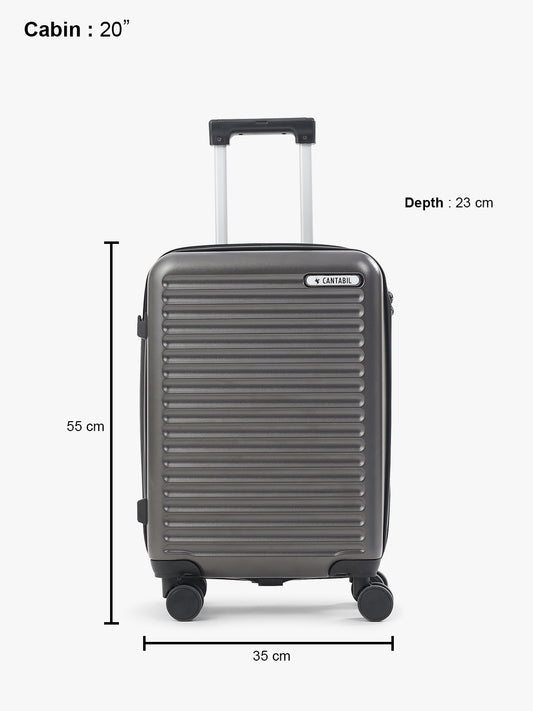 8 Wheels Cabin 55cm (20inch) Hard Case Polycarbonate Travel Luggage Trolley Bag (Black)