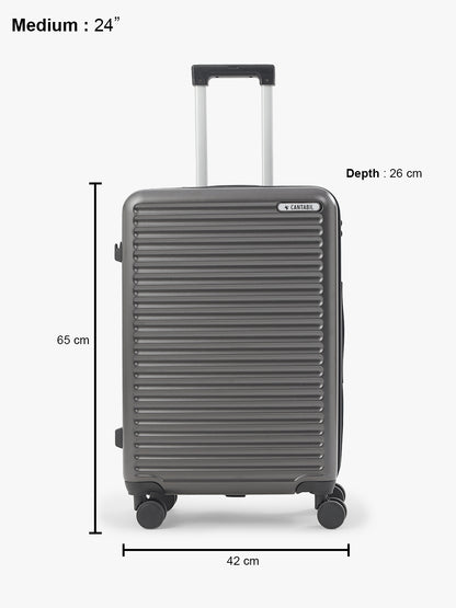 8 Wheels Check-In 65cm (24inch) Hard Case Polycarbonate Travel Luggage Trolley Bag (Black)
