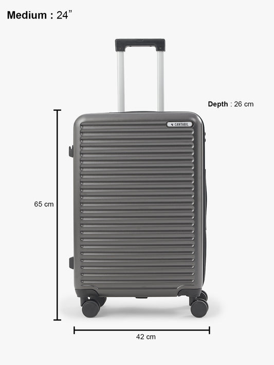 8 Wheels Check-In 65cm (24inch) Hard Case Polycarbonate Travel Luggage Trolley Bag (Black)