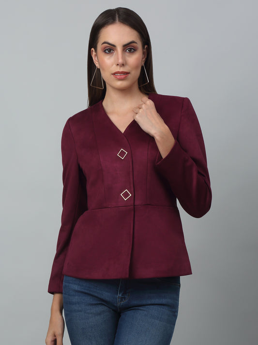 Cantabil Women Wine Casual Blazer | Winter Wear