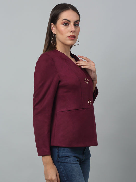 Cantabil Women Wine Casual Blazer | Winter Wear